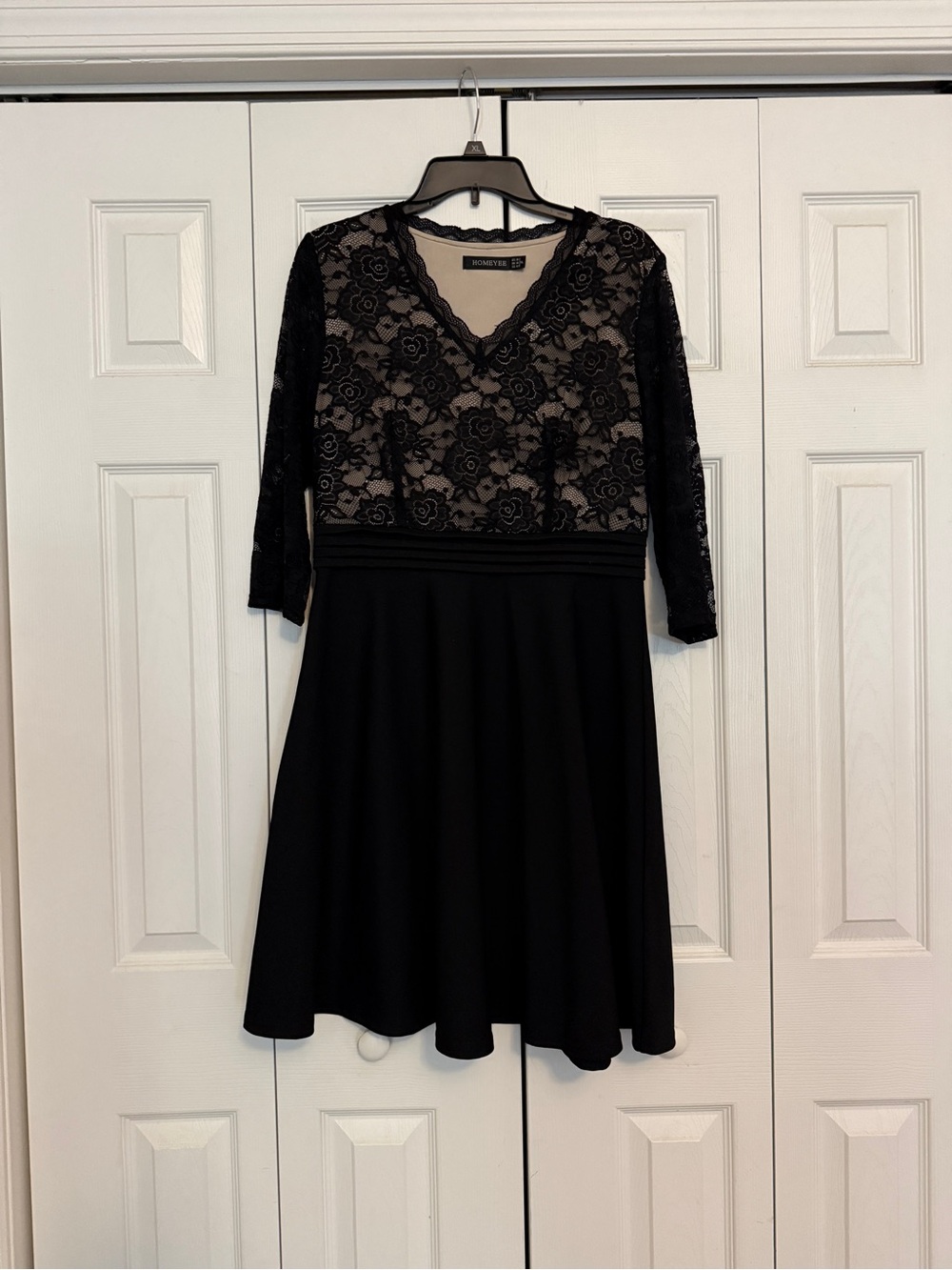Black Lace V-Neck Fit & Flare Dress